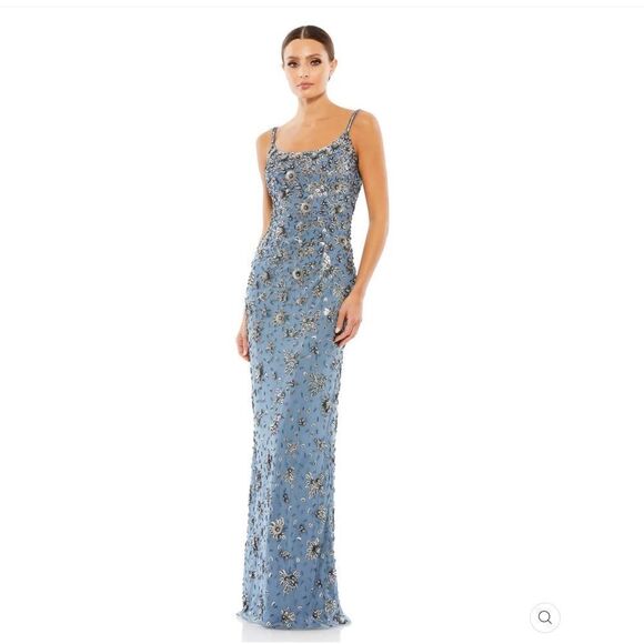 Mac Duggal 5477 Womens Floral Embellished Scoop Neck Evening Gown Dress - Picture 2 of 16